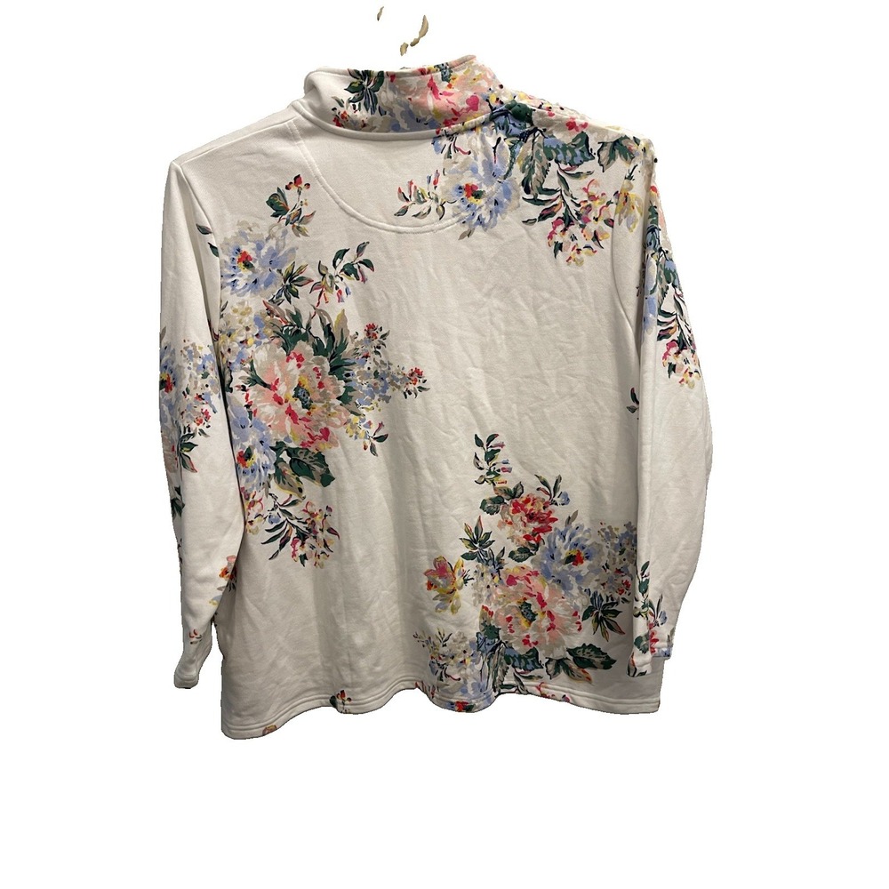 Joules Floral Quarter Zip Pullover Sweatshirt Women's US 22 UK 26 Coastal - Picture 10 of 10